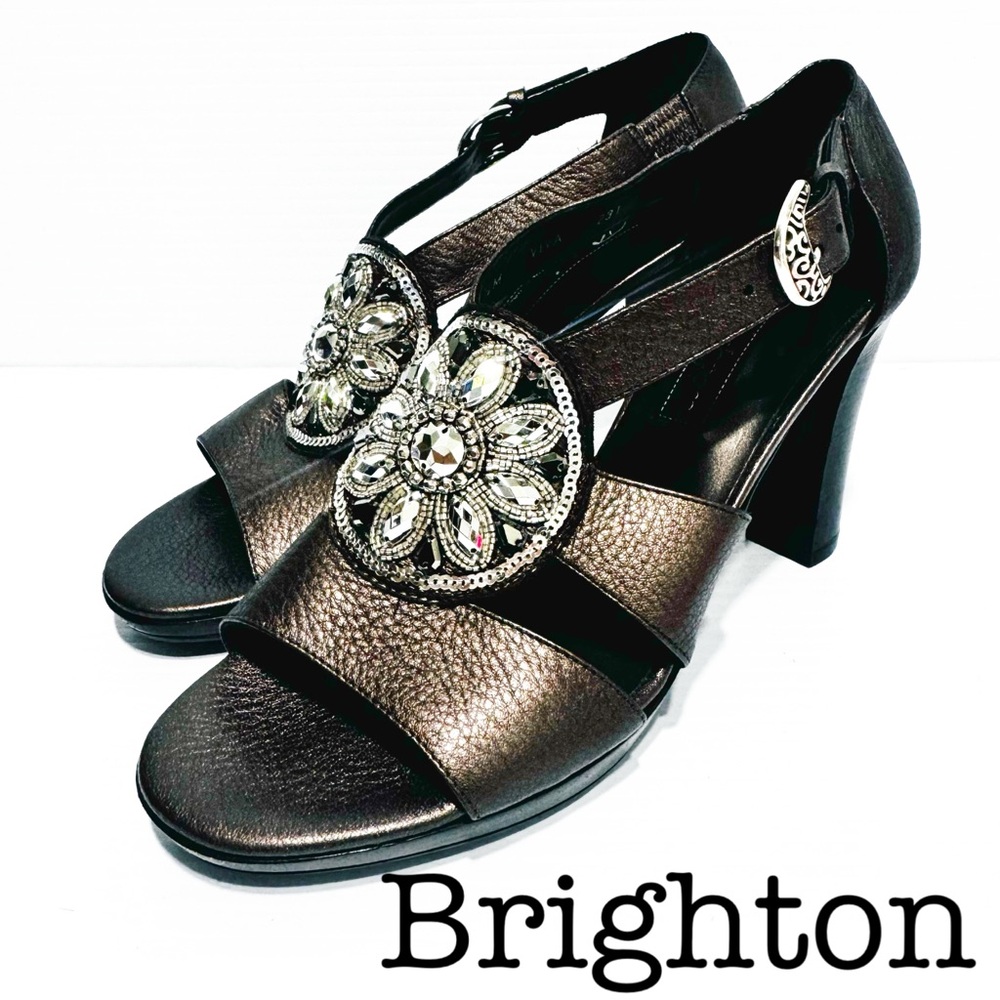 Brighton Viva Metallic Bronze Leather Heels Size 5 1/2